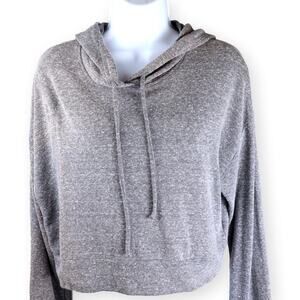 Socialite Gray Slub Knit Cropped Womens Hoodie XS